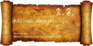 Kányi Henrik névjegykártya